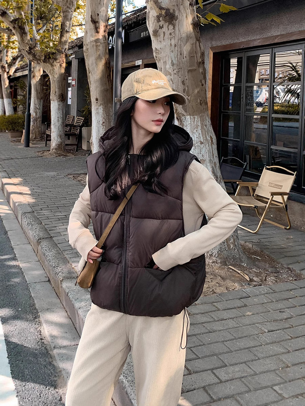 外贸羽绒棉马甲女2025年秋冬新款韩版宽松棉坎肩纯色马夹背心外套|undefined