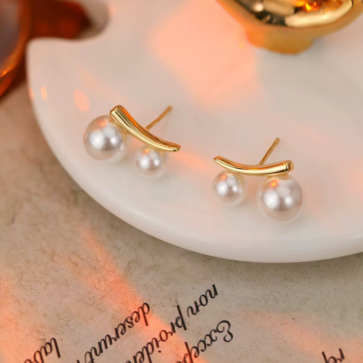 威德妮 925银针圆形珍珠精致时尚风耳钉森系高级感小众百搭耳钉