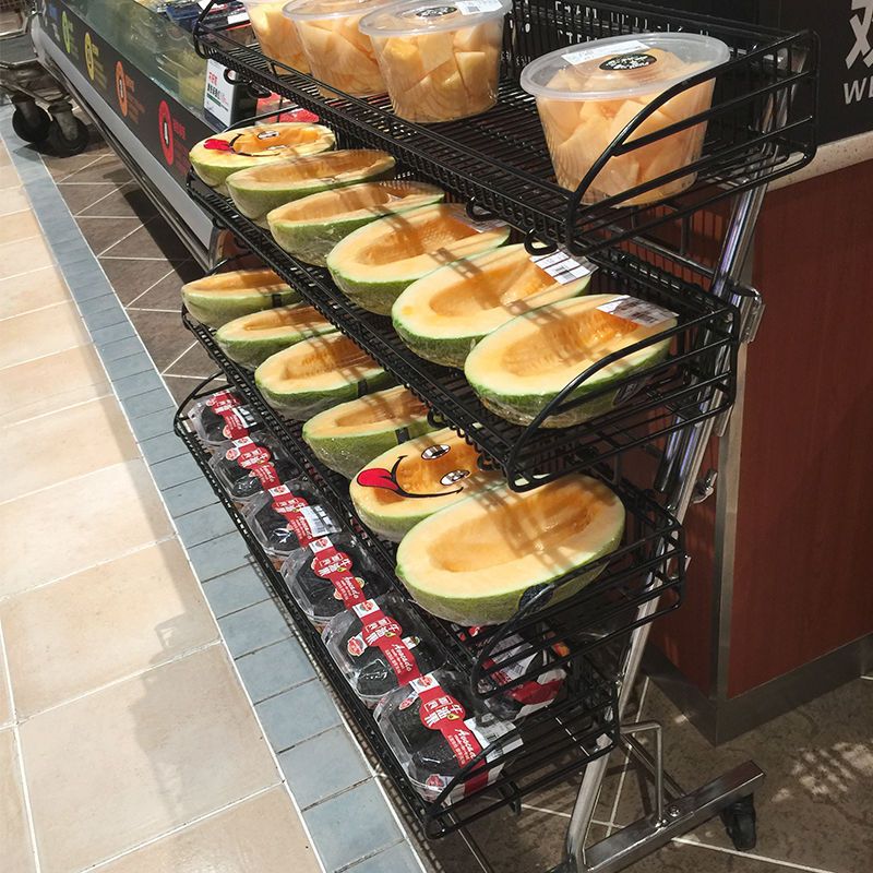 包邮同款超市关联陈列车水果商品展示货架移动促销车3层带