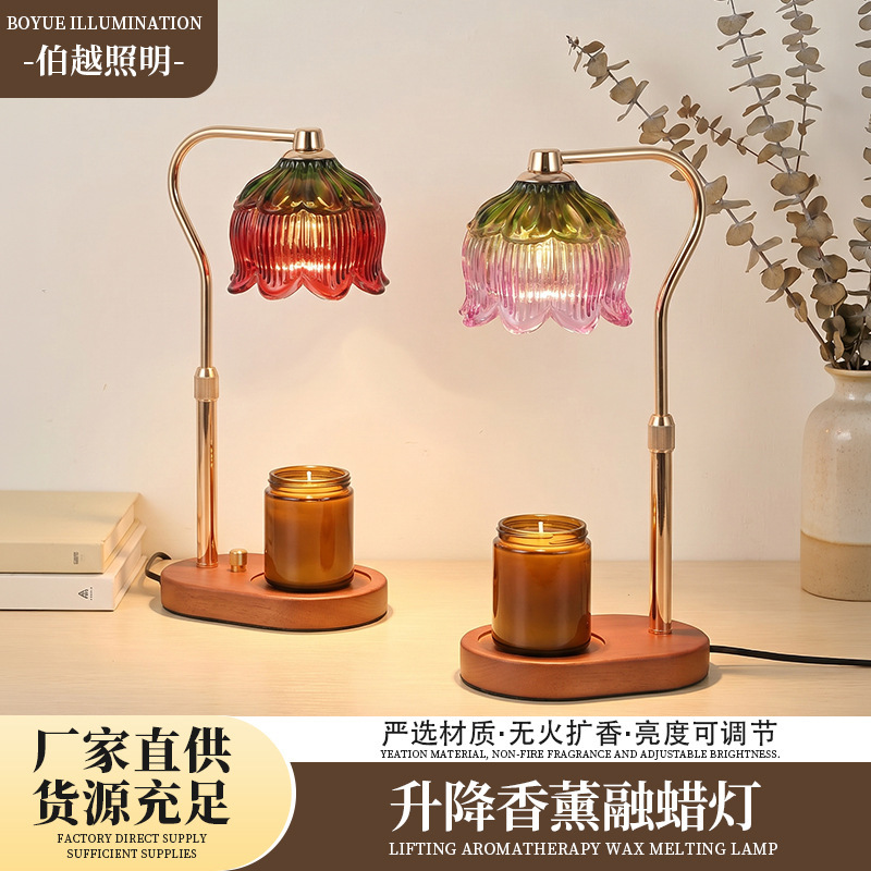Amazon Lily of the Valley Glass Aromatherapy Lamp Wax Melting Lamp Candle Warmer Lamp Adjustable Dimmable Bedroom Bedside Ambiance Table Lamp