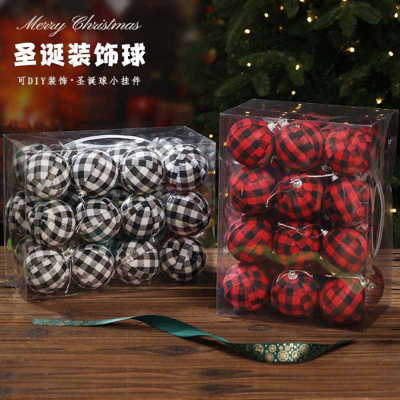 Punto transfronterizo juego de bolas de Navidad galvanoplastia de plástico caja de regalo de bolas pintadas a mano colgante de árbol de Navidad bola colgante de ambiente navideño