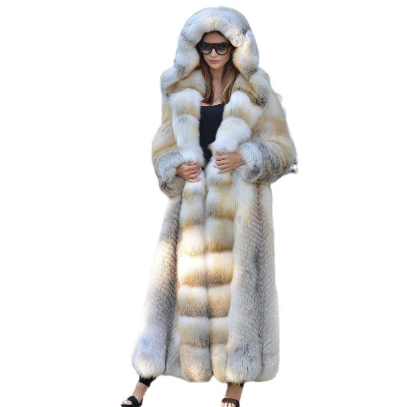 Длинное капюшонное зимнее пальто, европейский стиль, подклад Faux-fur, размеры S–4XL
