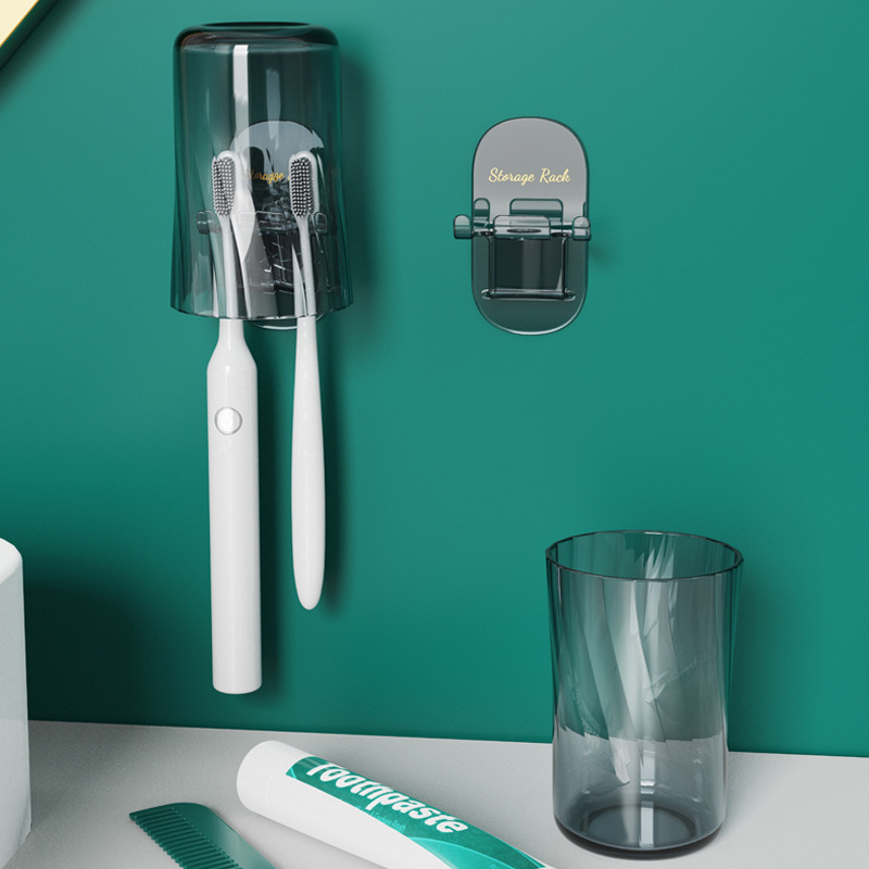 Toothbrush rack home bathroom punch-free storage rack set wall-mounted electric toothbrush holder wash cup