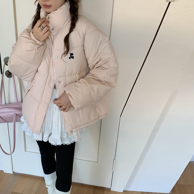 Corea del invierno 2025 nuevo pan plumón ropa de algodón mujer corta pequeña chaqueta de algodón de cuello holgado coreano