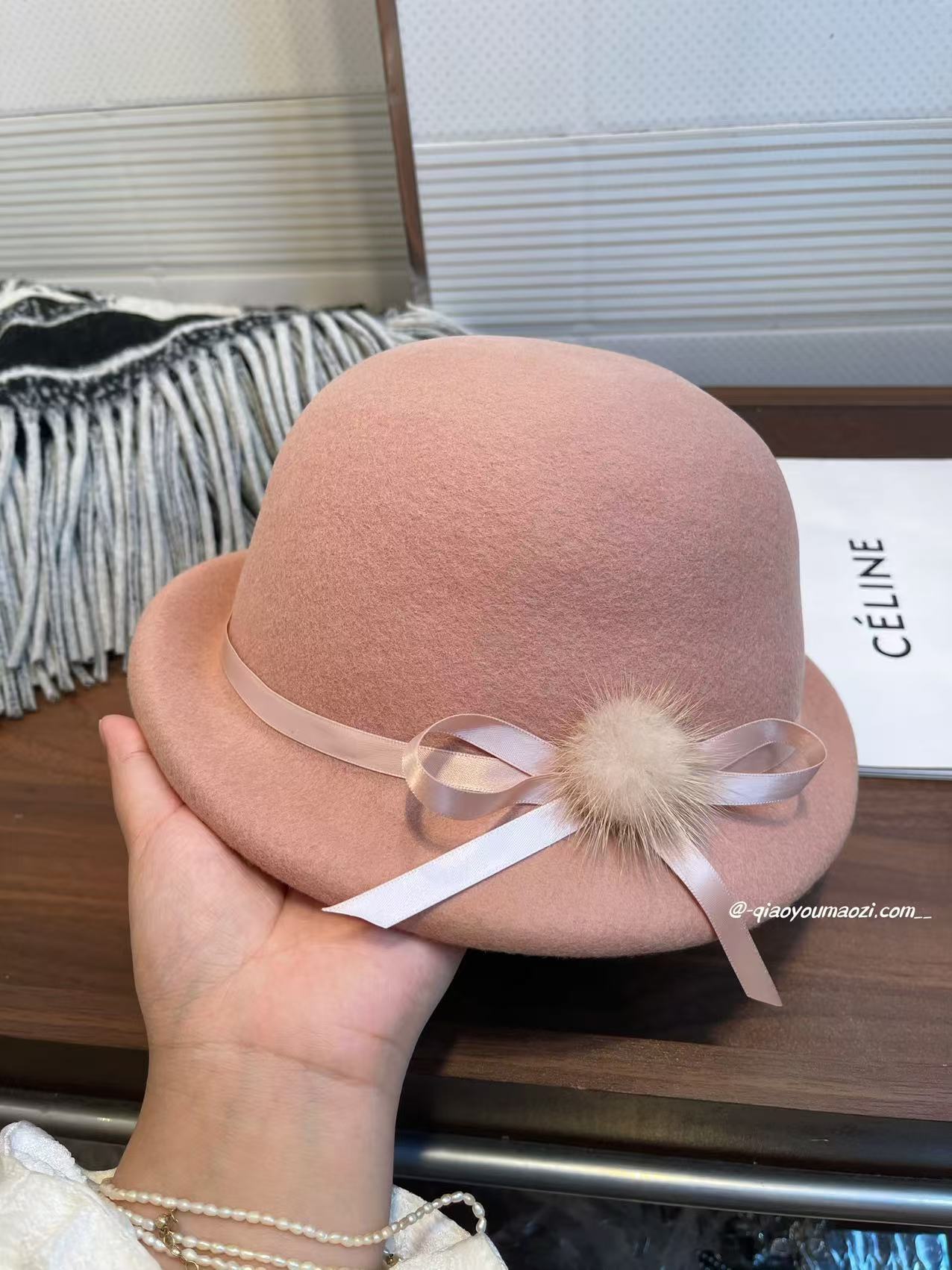 카키 싱글 퍼 볼 모자