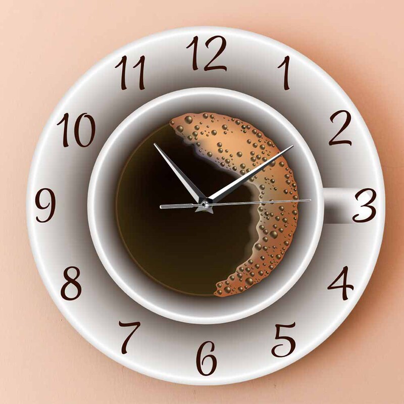 Foam Coffee Cup theme Wall Clock Cafe Hall clock home kitchen Nordic decorative wall clock cross-border
