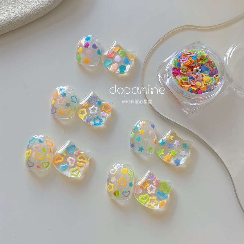 多巴胺星星爱心美甲饰品网红爆款彩色镂空五角星指甲贴片装饰批发|undefined