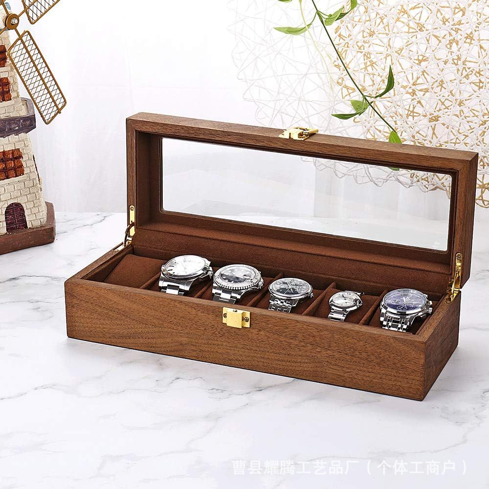 Wooden Rectangular Watch Storage Box Desktop with Lock Transparent Men's Watch Storage Wooden Box Solid Wood Jewelry