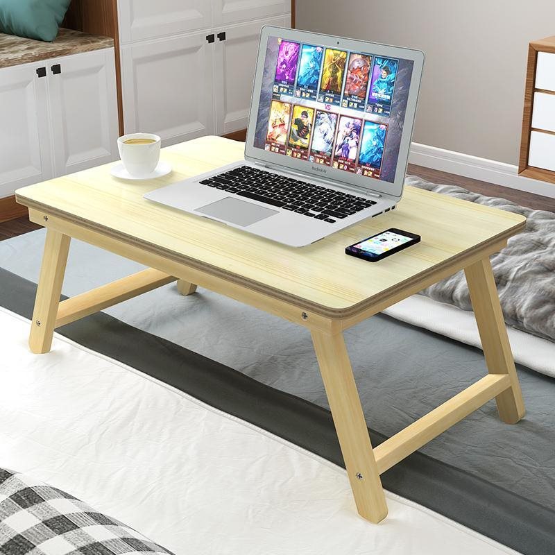 寝室宿舍笔记本电脑桌床上用懒人桌实木大号可折叠学习小书桌子