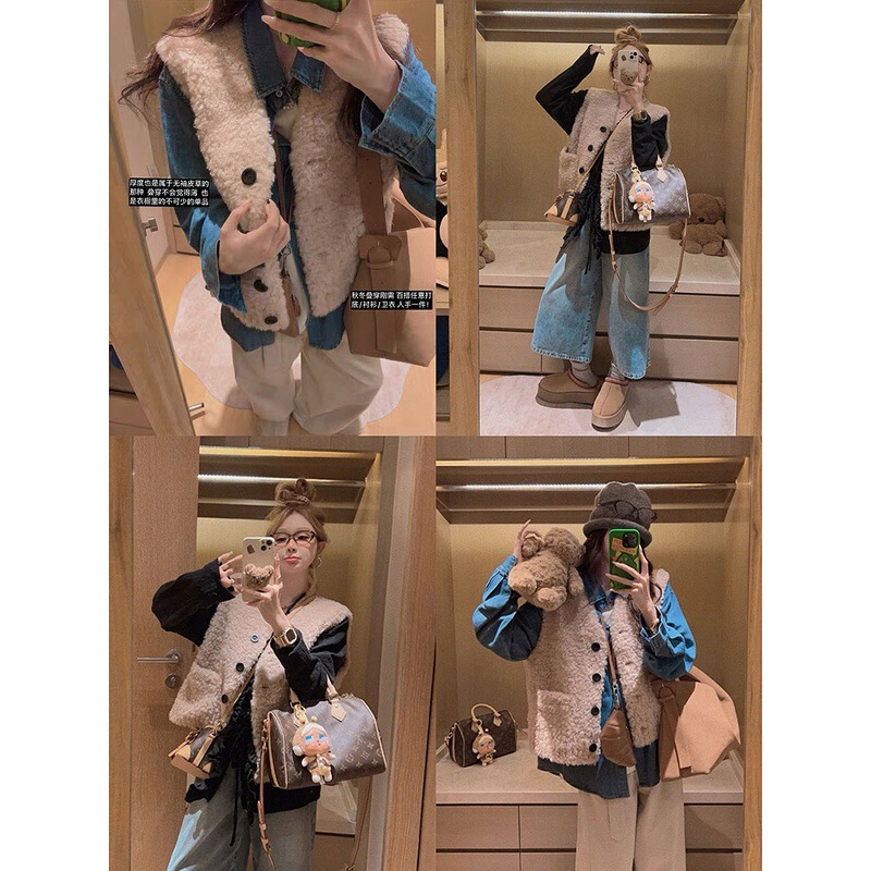 2025 New Winter All-Wool Vest Warm Lamb Fur All-In-One Sleeveless Fur Slim Casual Loose