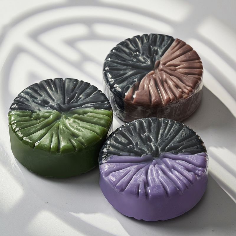 專利雙色手工皂無患子馬齒莧紫草竹炭潔面香皂伴手禮喜皂廠家批發