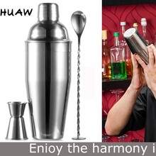 亚马逊爆款不锈钢雪克杯调酒器三件套酒吧鸡尾酒工具调酒套装