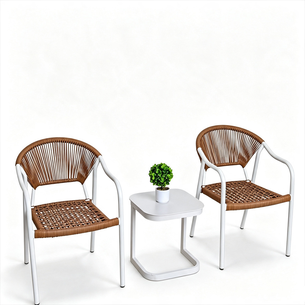 Juego de mesa de centro redonda nórdica para exteriores, mesa de negociación, mesa de centro de ratán para patio/balcón, muebles pequeños para hotel, muebles de ocio impermeables.