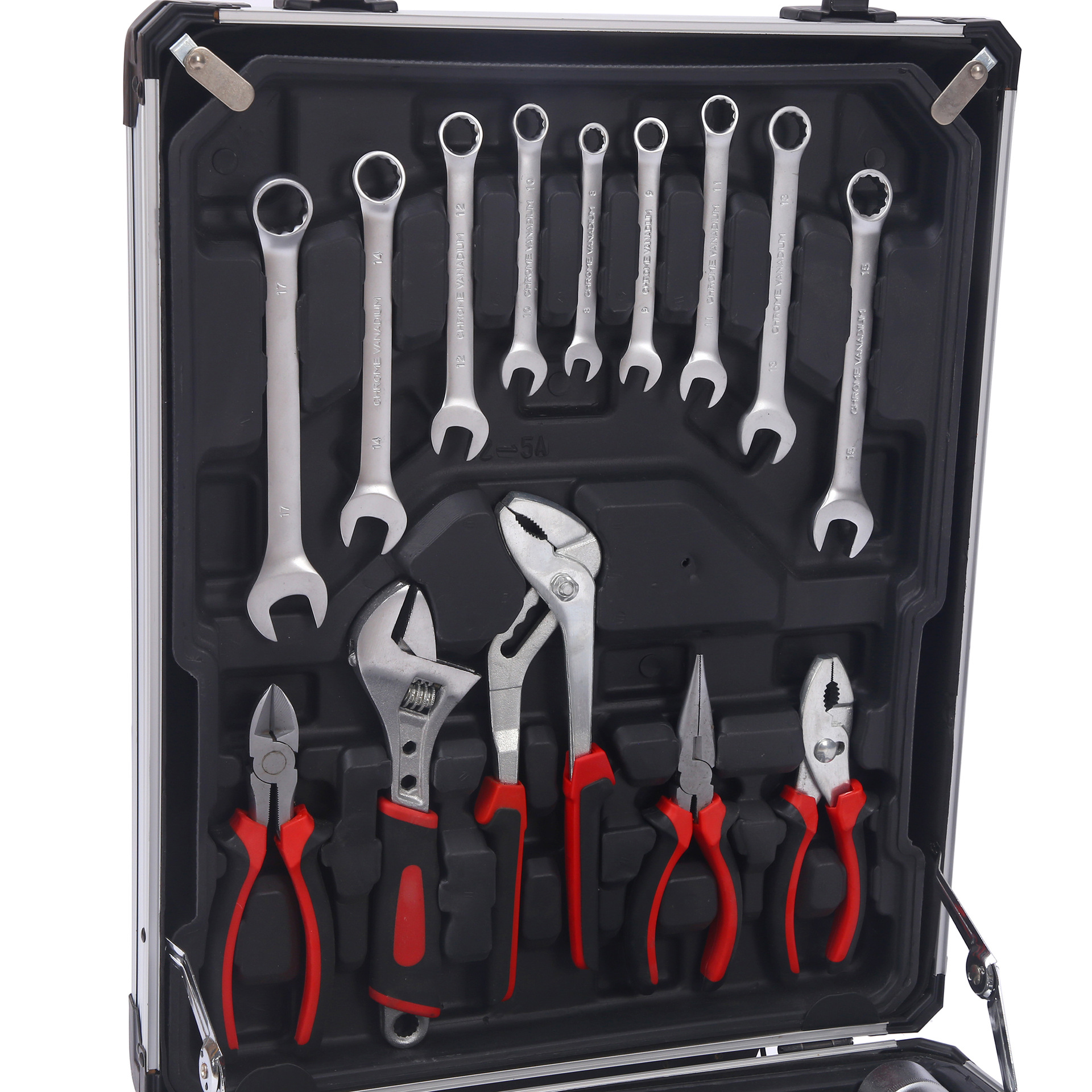 18 piezas de herramientas de hardware doméstico conjunto de reparación de automóviles de aluminio caja de barra de tracción conjunto de llave de manga