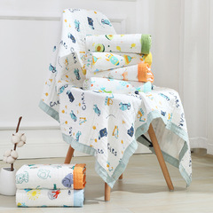 Baby gauze bath towel newborn pure cotton wholesale wide edge six-layer kindergarten children's blanket bath gauze towel