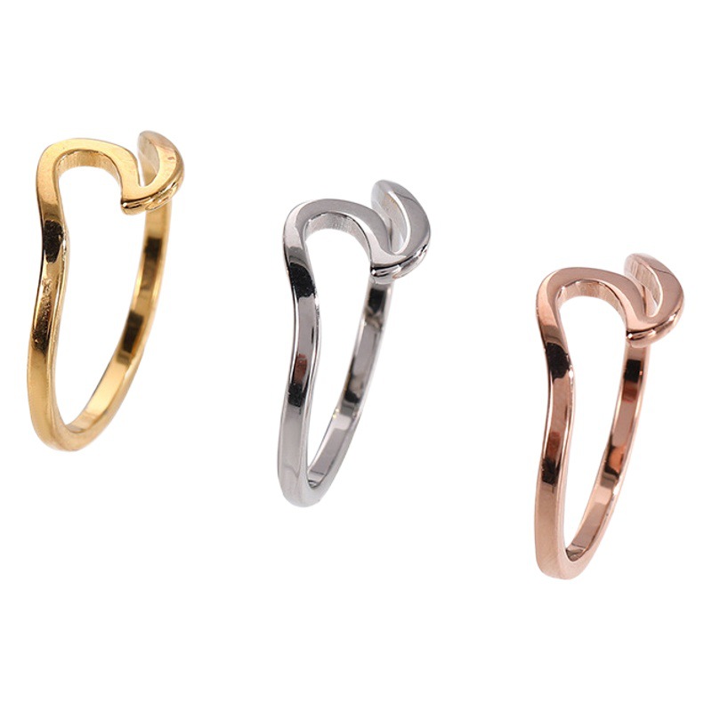 wish AliExpress big wave ring laser cut herringbone ring stainless steel ring cross border jewelry