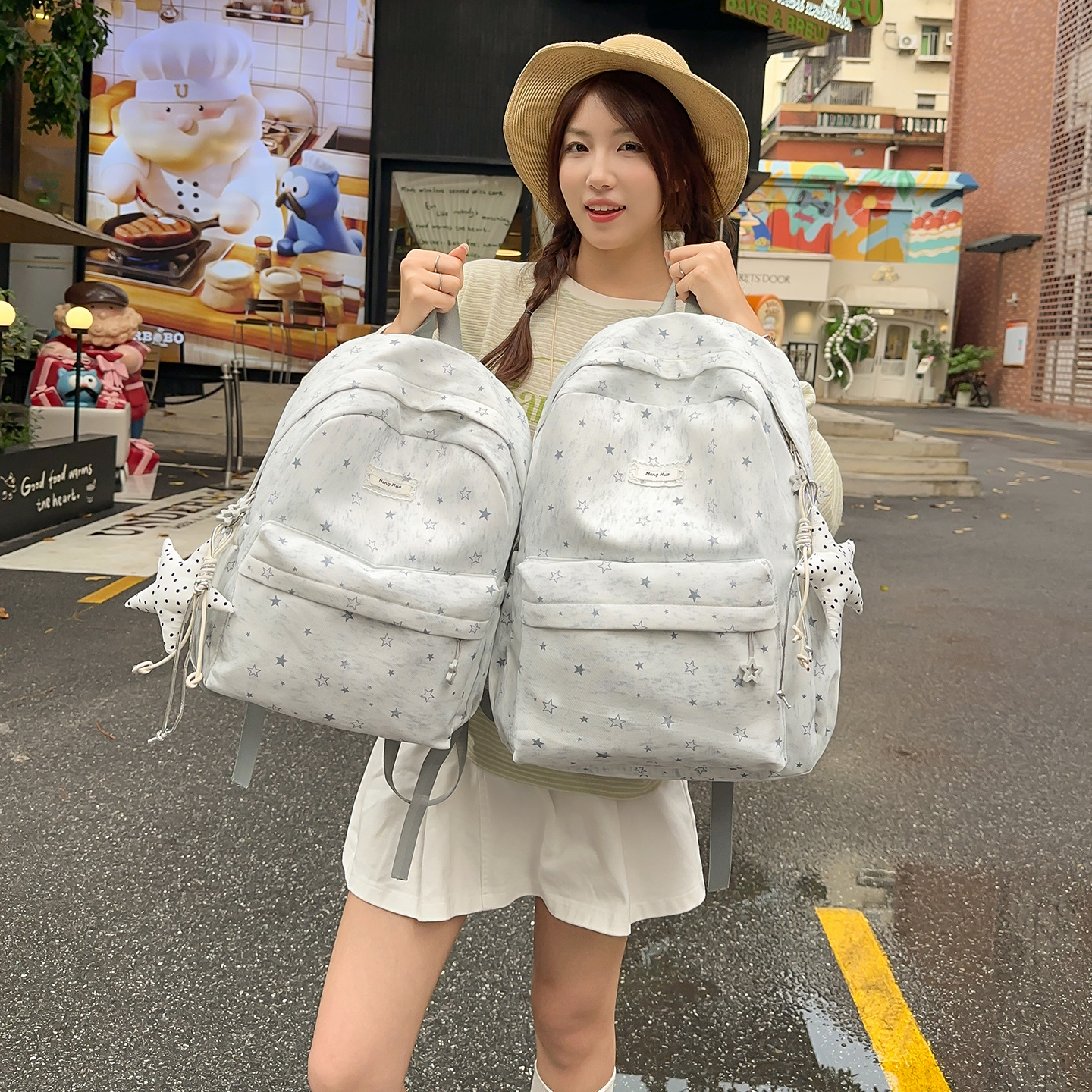 Pastoral Style High School Student Backpack for Girls, Trendy and Unique, Large Capacity, Korean Style Double Shoulder Bag, Stylish Backpack for Middle School Students