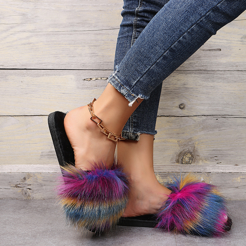 Color Furry Slippers NSKJX104269