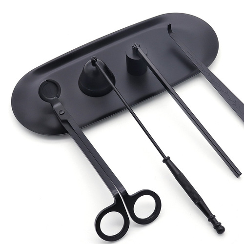 Black scented candle tool set, candle extinguishing bell, candle extinguishing scissors, candle extinguishing hook, candle extinguishing cover, candle tool tray
