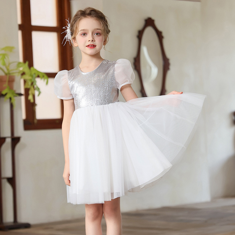 Falda de vestir para niños, verano nuevo estilo, vestido de niña, vestido de princesa de malla, vestido de niña de flores, falda de ropa para niños