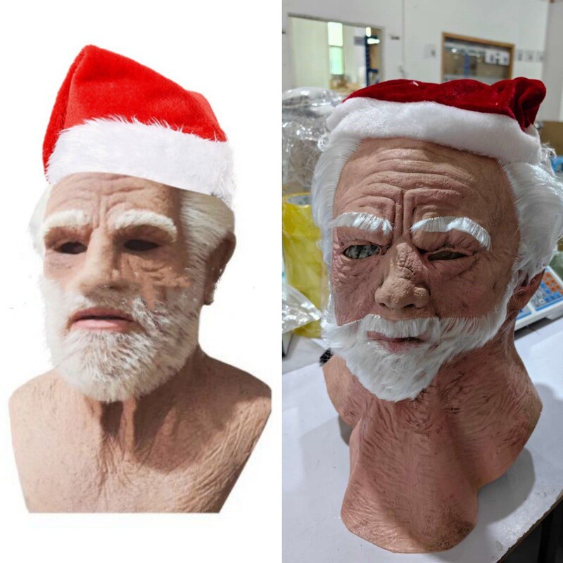 起爆クリスマス白ひげ老人マスククリスマスパーティーのコスプレ服装道具サンタクロース頭カバー|undefined