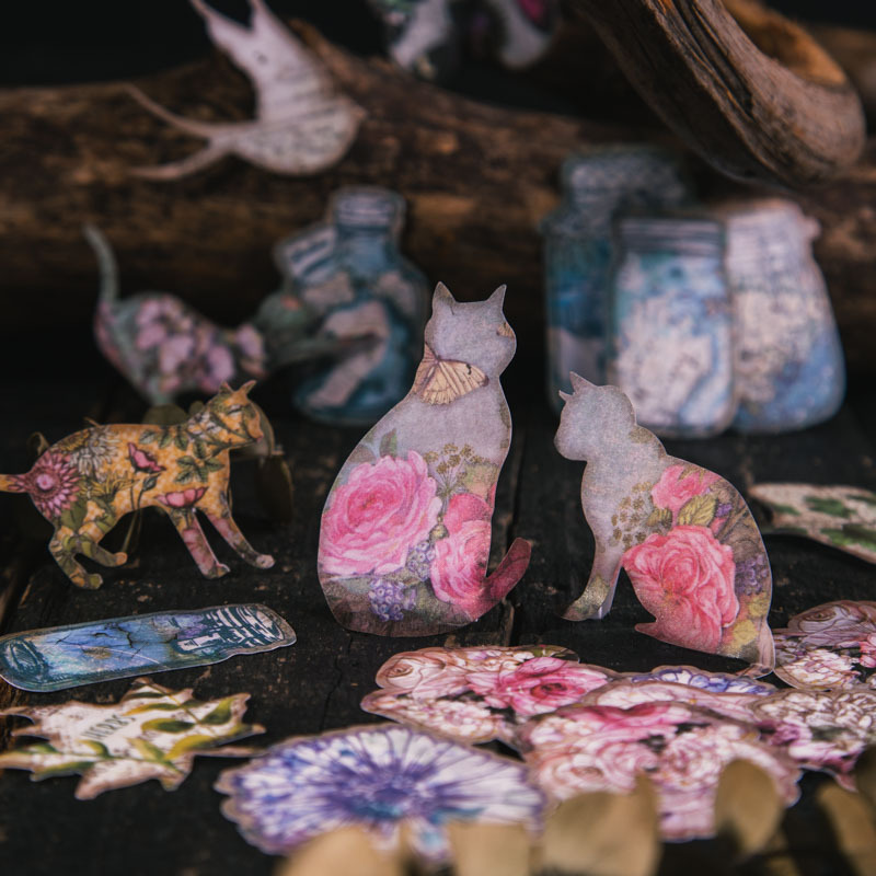 Good Day Sticker Silhouette Feast Series Retro Material Silhouette Hand Account Material Decorative Collage6 Styles