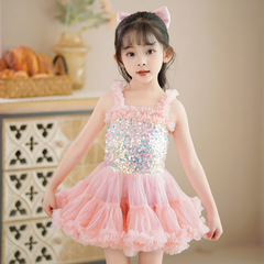 Baby Tutu Dress Summer Children's Dress Baby Strappy Puff Dress Flower Girl Princess Dress Little Girl Net Dress