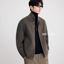 {骆驼绒}正品冬季短款双面保暖毛呢大衣外套男25新款天丝立领夹克