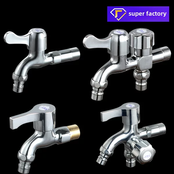 Copper Extended 4-Point Fully Automatic Washing Machine Special Faucet One in Two Out Double Out Washing Machine Faucet Household