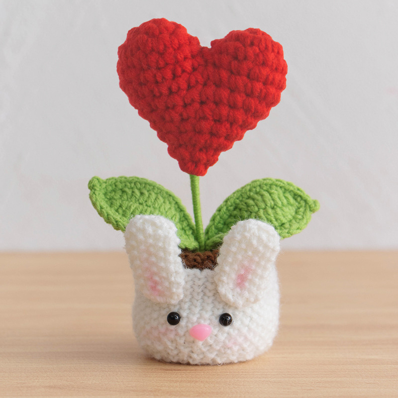 Acabado tejido a mano lirio de los valles en macetas adornos para el hogar tejido de flores artificiales hilo de lana ramo de ganchillo regalo de flores falsas