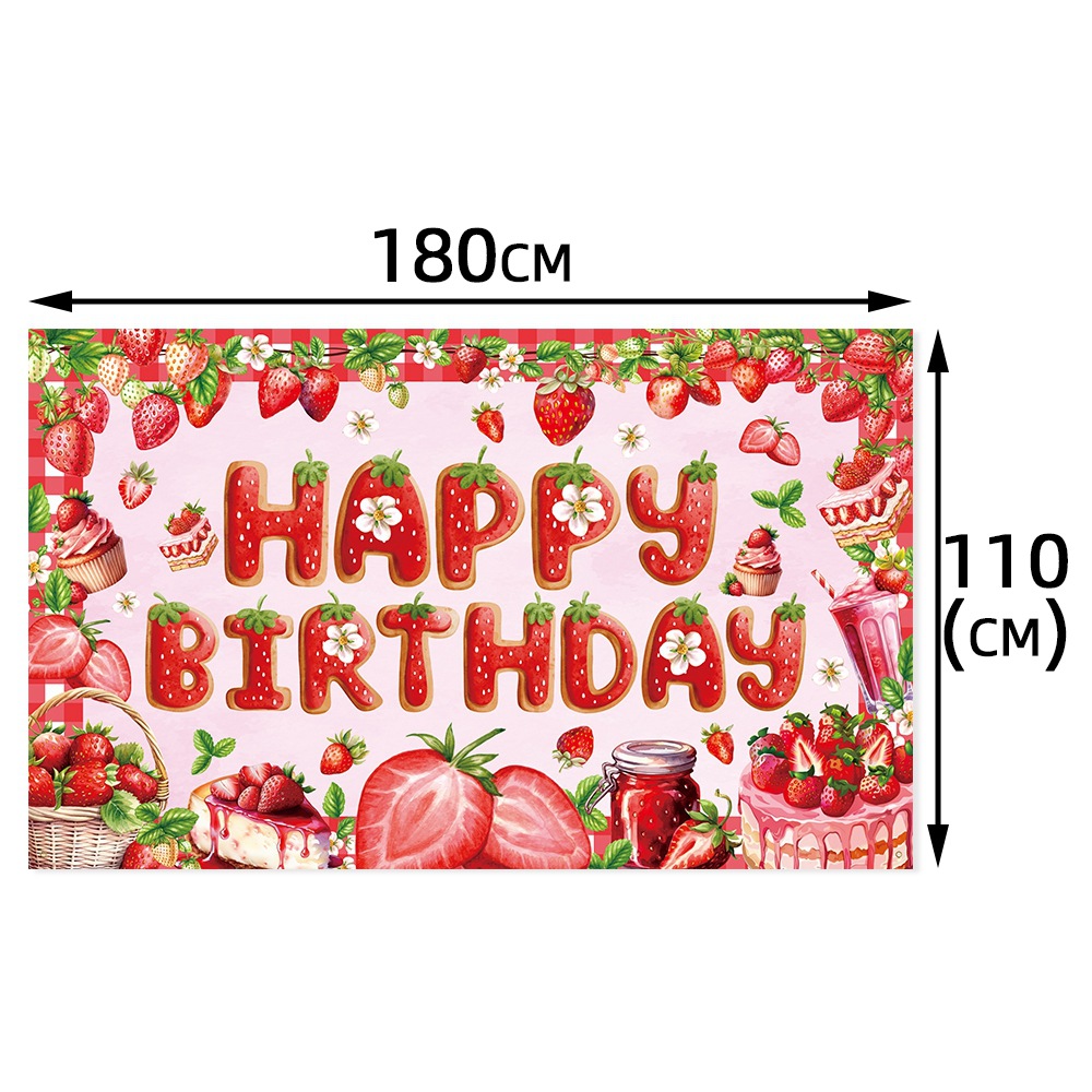 Nuevo tema de fresa tela de fondo de decoración de cumpleaños fruta de verano decoración de fiesta de cumpleaños tela de fondo de fresa