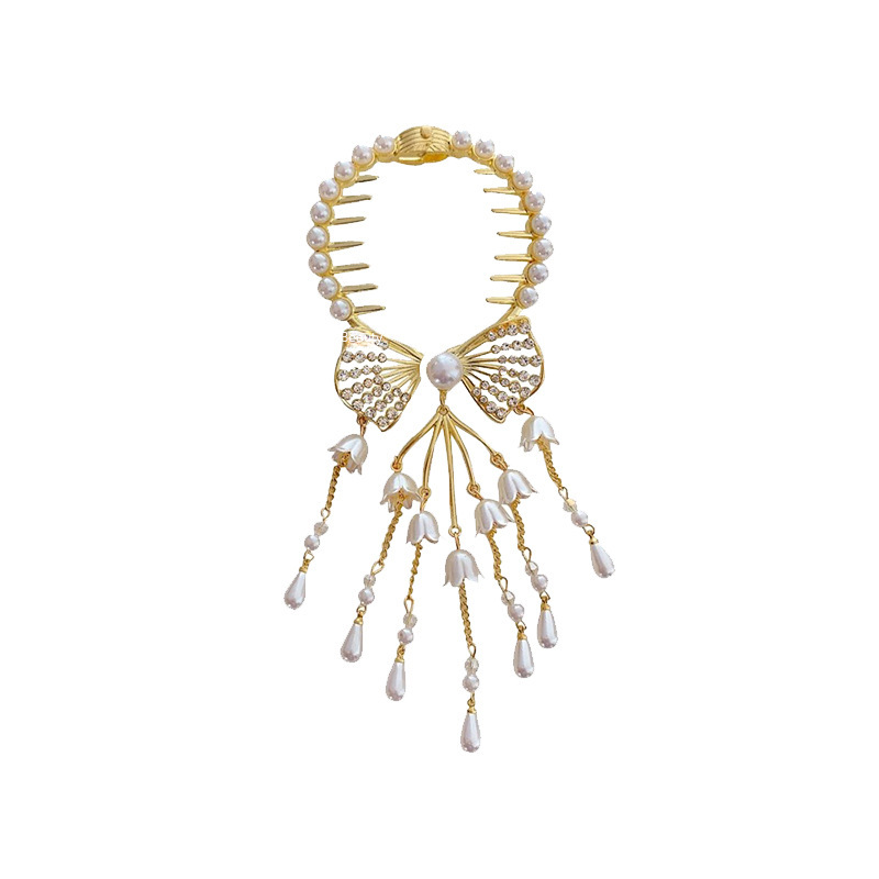 Super fairy Camellia tassel hairpin female high-grade sense back Head Ball head updo artifact temperament hair clip headdress summer_voghion.com