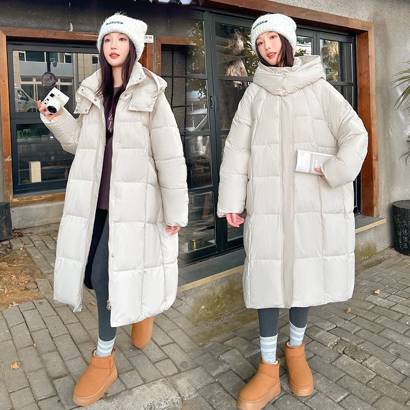 俄罗斯大码冬季加厚长款过膝宽松版棉服时尚新款保暖女连帽外套|undefined