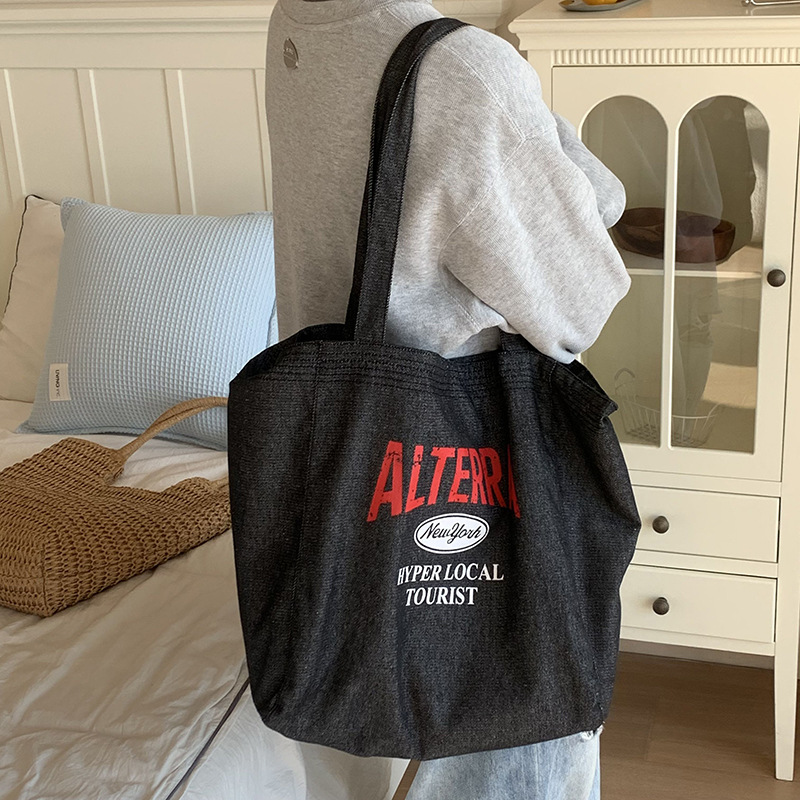 Bolso de hombro nuevo estilo casual versátil bolso denim Terber gran capacidad bolso tote nicho mochila bolso de lona