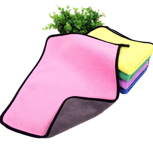 Double-sided coral velvet car wipes, thickened, water-absorbent, traceless car cleaning rags, multifunctional car wash towels logo