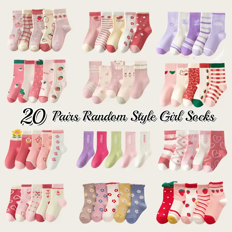 Temu cross-border spring and autumn children's socks, cute breathable mid-calf socks for boys and girls, cotton socks for children.