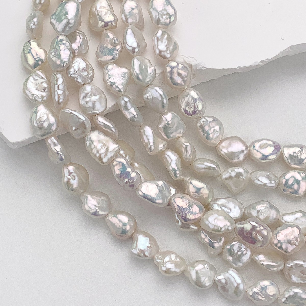 【梦间珠宝】精品极光无核花瓣巴洛克再生珍珠小石头天然淡水珍珠