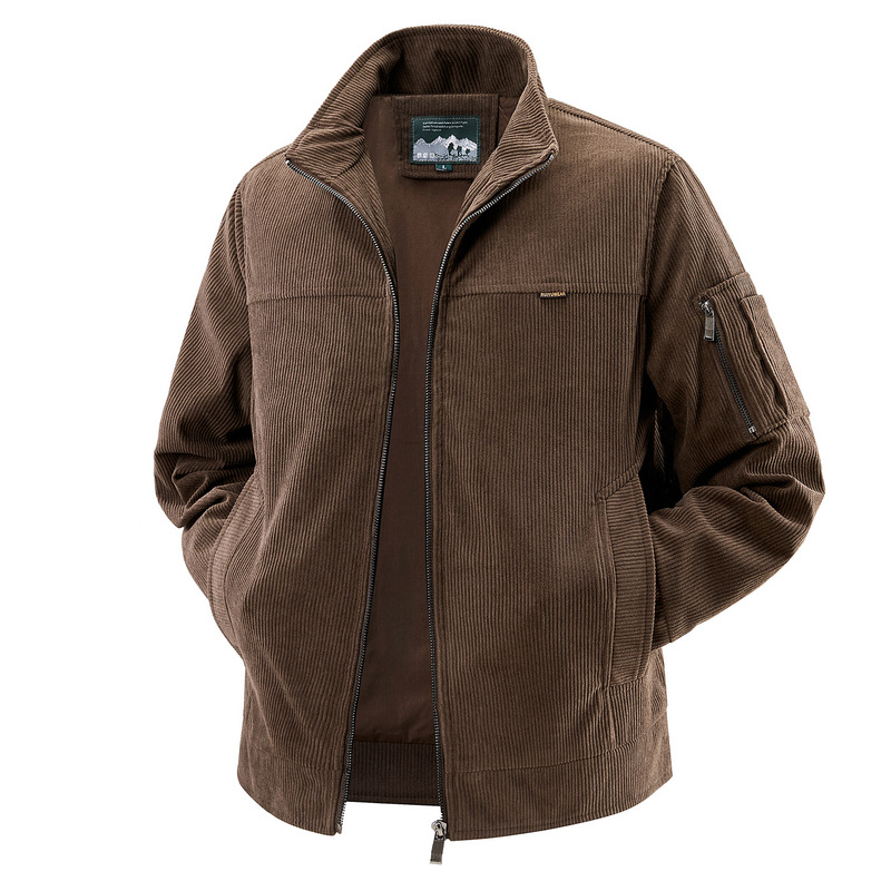 Autumn New Men's Jacket, Casual Spring and Autumn Style, Thin Coat, Warm Stand-Up Collar, Men's Clothing, Direct Supply from the Source Factory