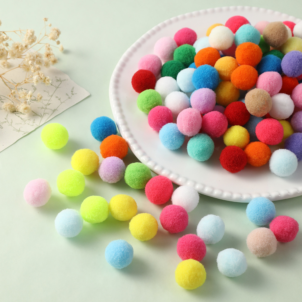 彩纯色毛线球儿童幼儿园早教创意制作材料大号 DIY手工毛绒高棉球