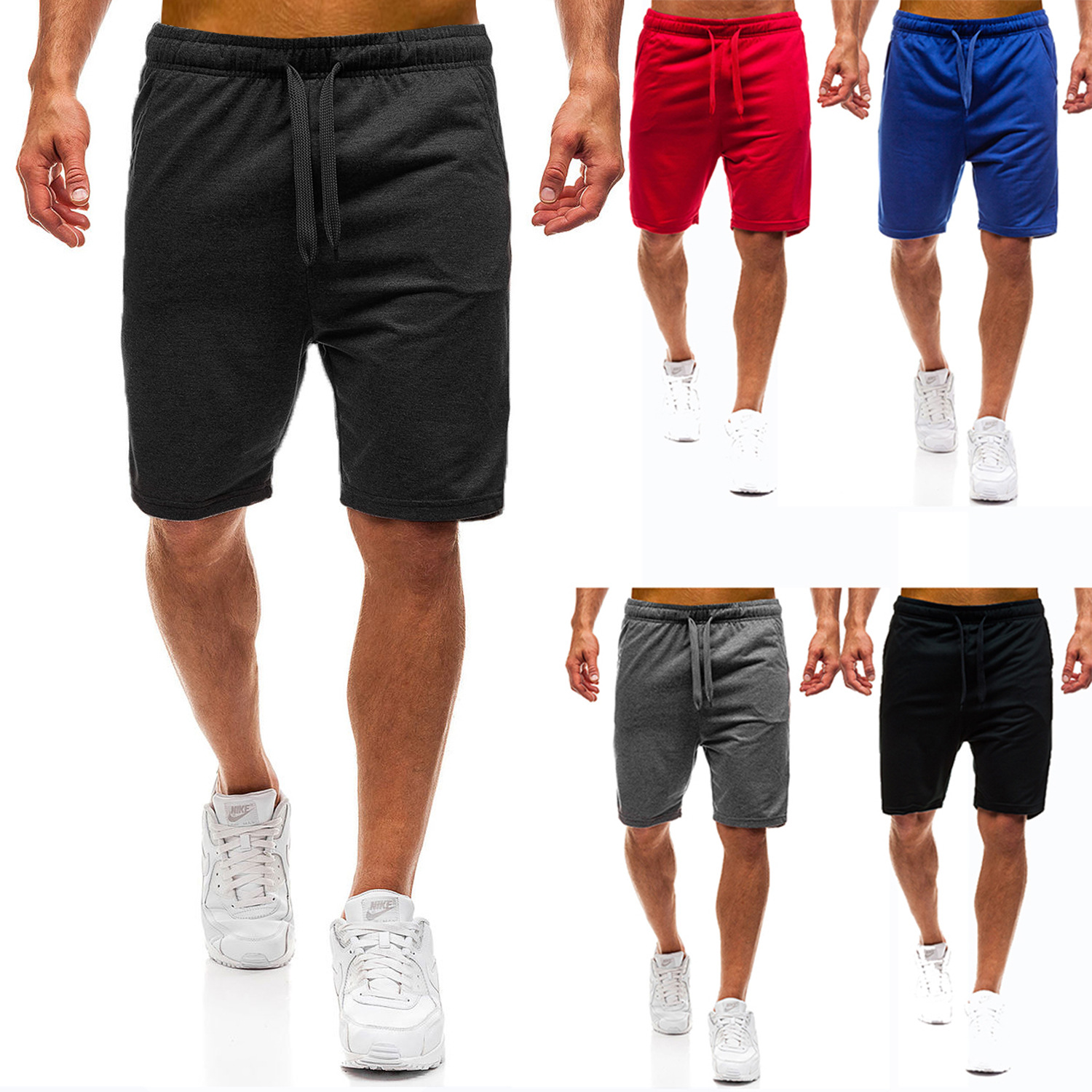 Foreign Trade Summer New Casual Shorts Men's Five-point Pants Sports Pants Fashion Solid Color Comfortable Beach Solid Color Shorts