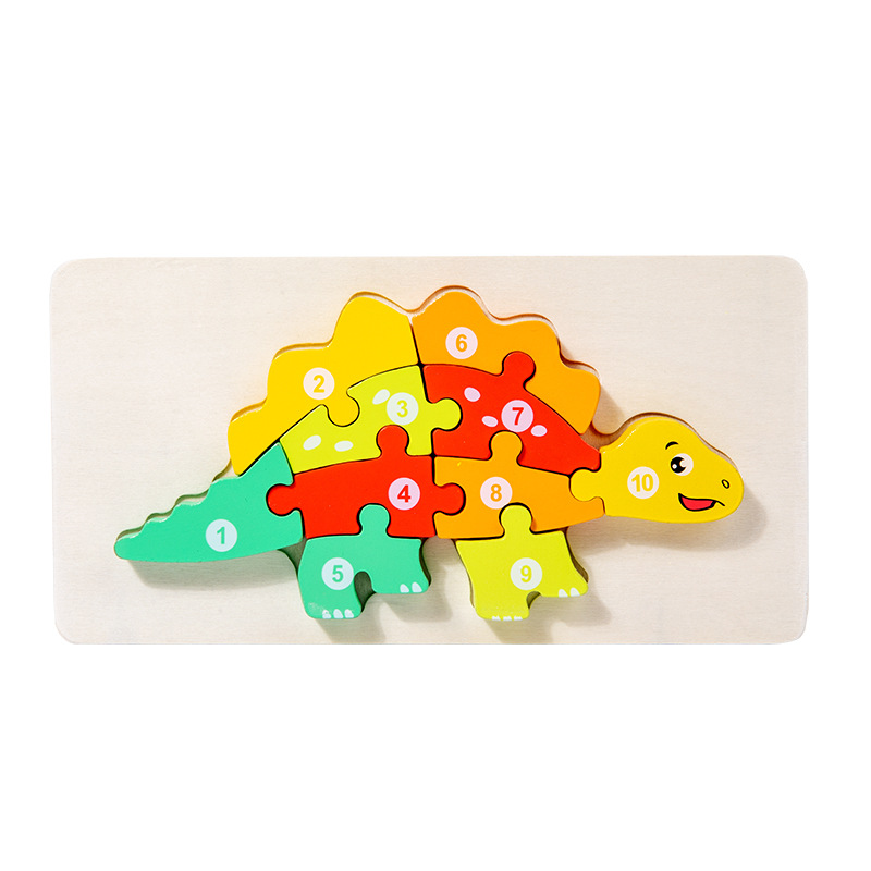 Niños pequeños madera 12 colores cognitivos números emparejados de tráfico animal gran puzzle puzzle puzzle juguetes de puzzle