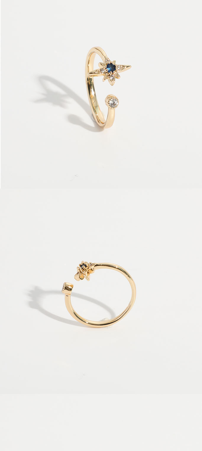 simple constellation shape copper plated 14k real gold open ring