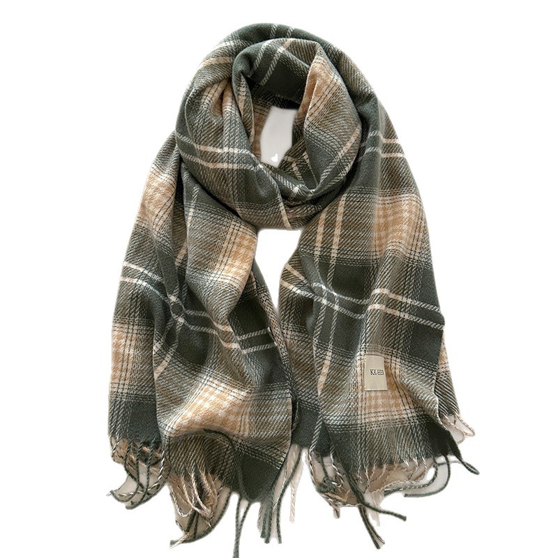 Bufanda de Cuello a Cuadros Retro de Poliéster Térmico para Invierno