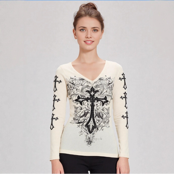 Spring and Autumn Style Pullover Waist-Cinching White T-Shirt Top Trendy Y2K Hot Girl Cross Long-Sleeve Y2K Clothing Direct Cross-Border Supply