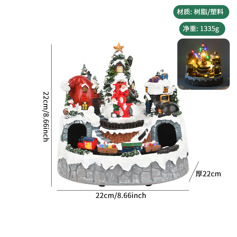 Decoraciones de Navidad luminosas caja de música caja de sonido bolas de cristal regalos para niños regalos adornos de resina de escritorio