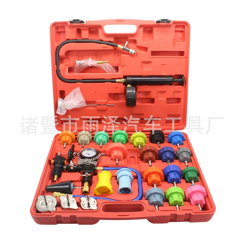 Универсальный и удобный набор для замены и заправки антифризом автомобильного радиатора вакуумного типа, с функцией обнаружения утечек