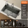 [Flagship Combination] Sink + hot and cold pull-out faucet + purified water + soap liquid - Nano Black Diamond (Length 50cm Width 45cm) [Efficient and Durable]
