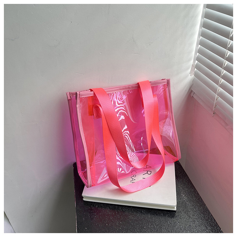Women'S Gender Classic Style Style Square Shape Medium Size Women's Medium Pvc Solid Color Classic Style Square Open Jelly Bag