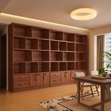 书柜一体整墙客厅一面墙柜子储物柜家用大容量实木书架落地置物架