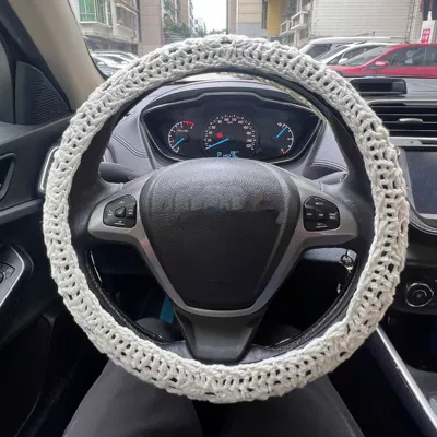 Milky White Small Flower Steering – Steering wheel cover